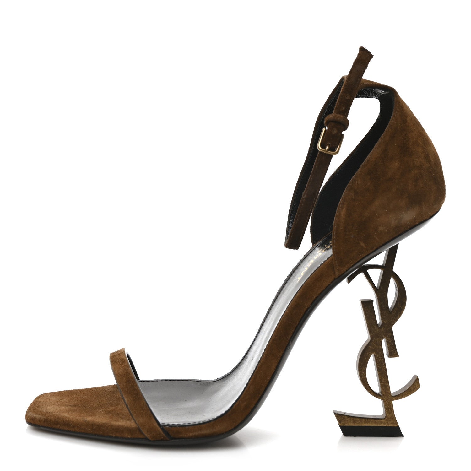 Saint Laurent Suede Calfskin Opyum 110 Sandals 38 Cachemere Gold 1 of 8
