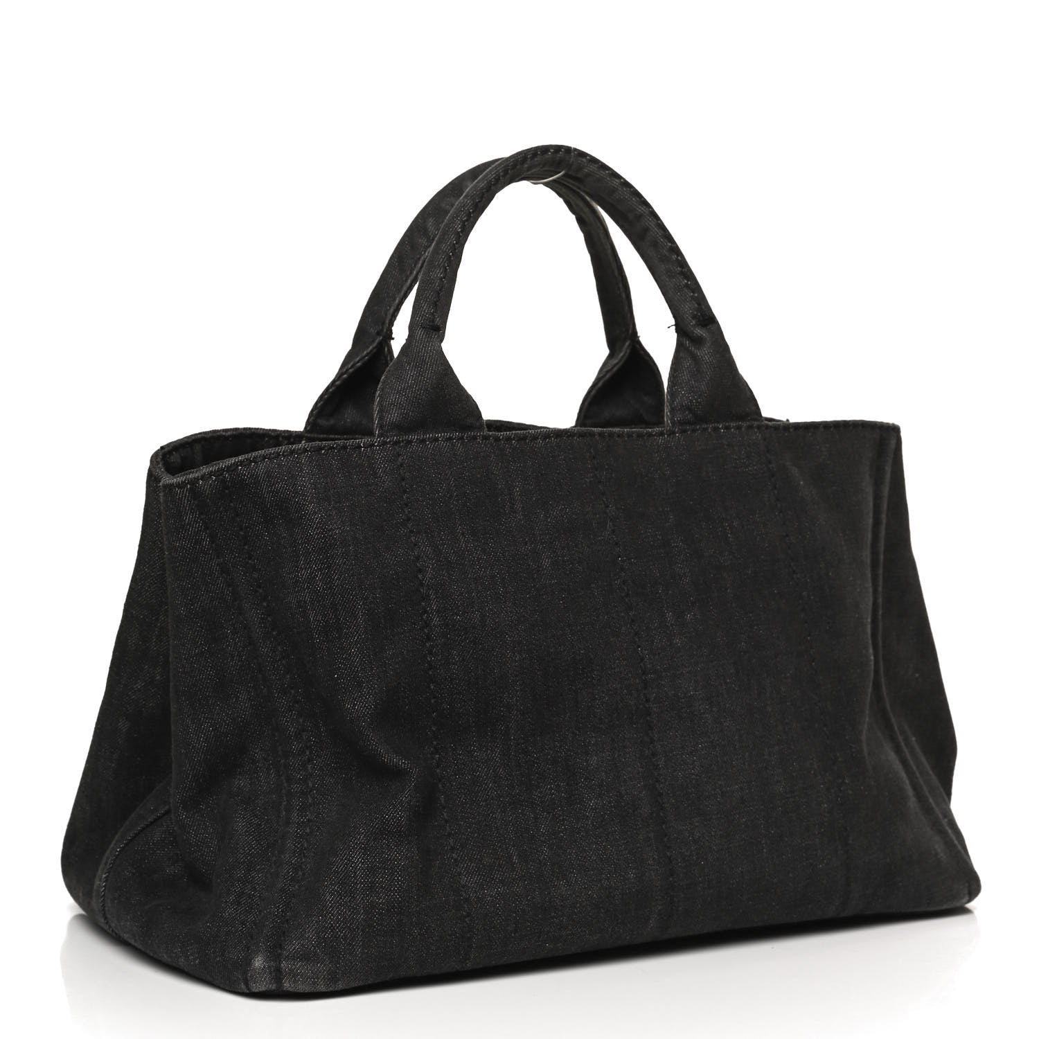 Prada Denim Logo Tote Black 3 of 10