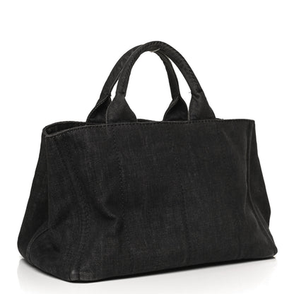 Prada Denim Logo Tote Black 3 of 10