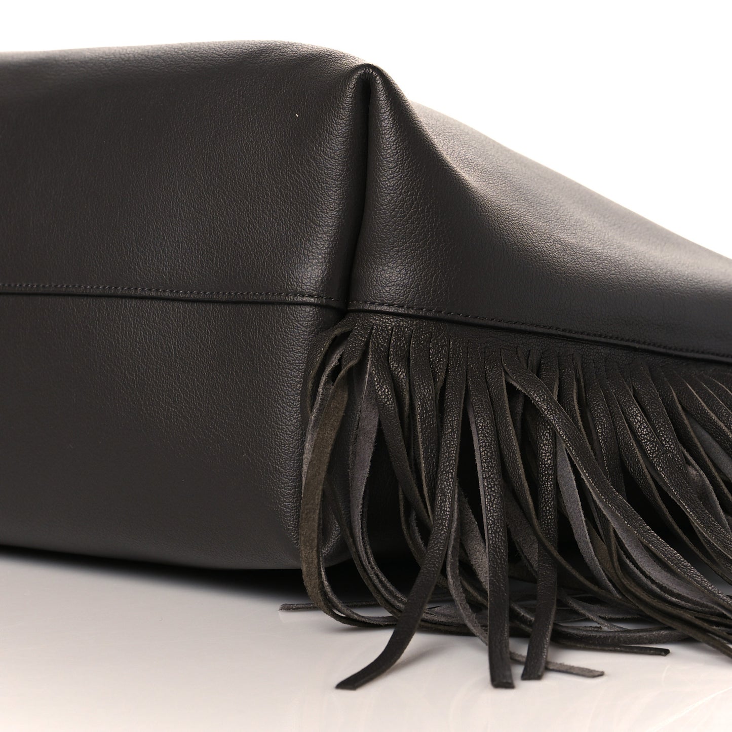 Calfskin Large Fringe Shopping Tote Dark Grey