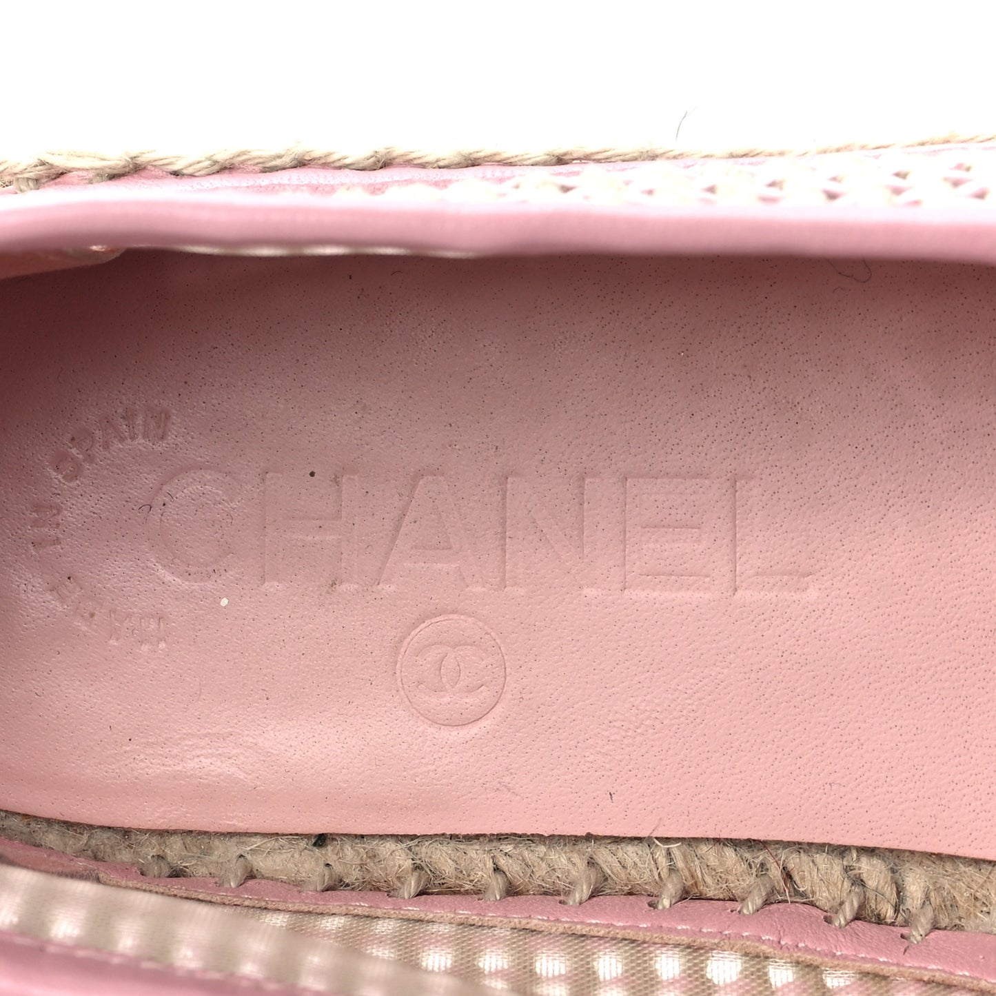 Mesh Lambskin CC Espadrilles 38 Light Pink Beige