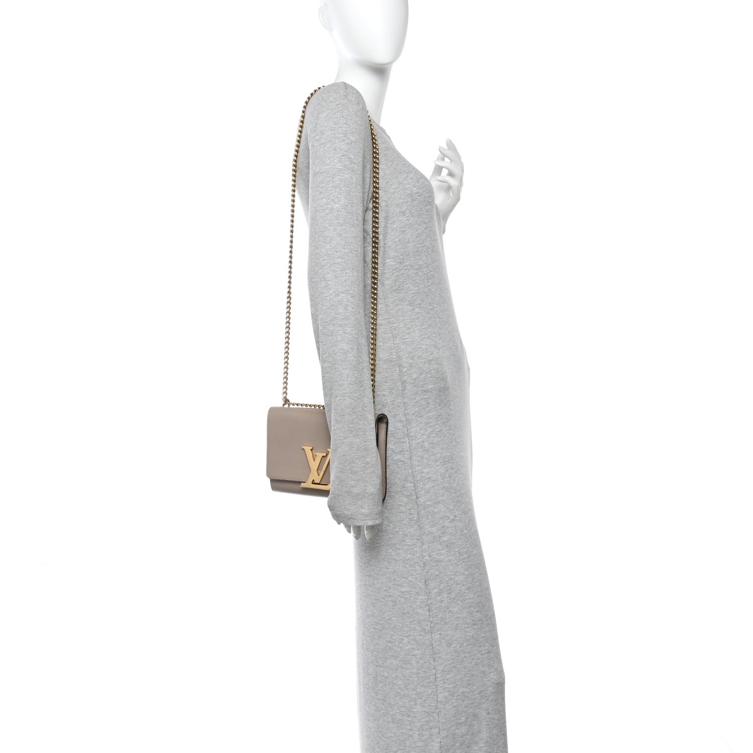 Louis Vuitton Calfskin Chain Louise MM Gris 2 of 9