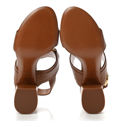 Louis Vuitton Grained Calfskin Horizon Sandals 38.5 Cognac Brown 5 of 7