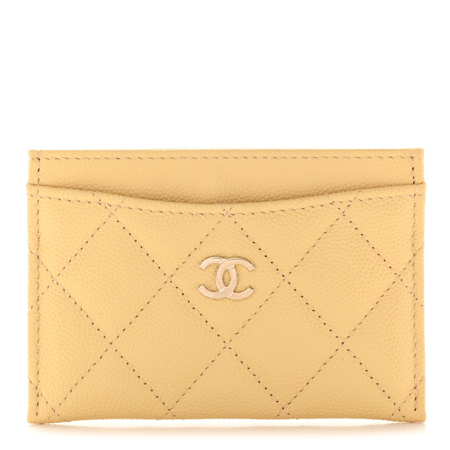 Caviar Quilted Card Holder Yellow