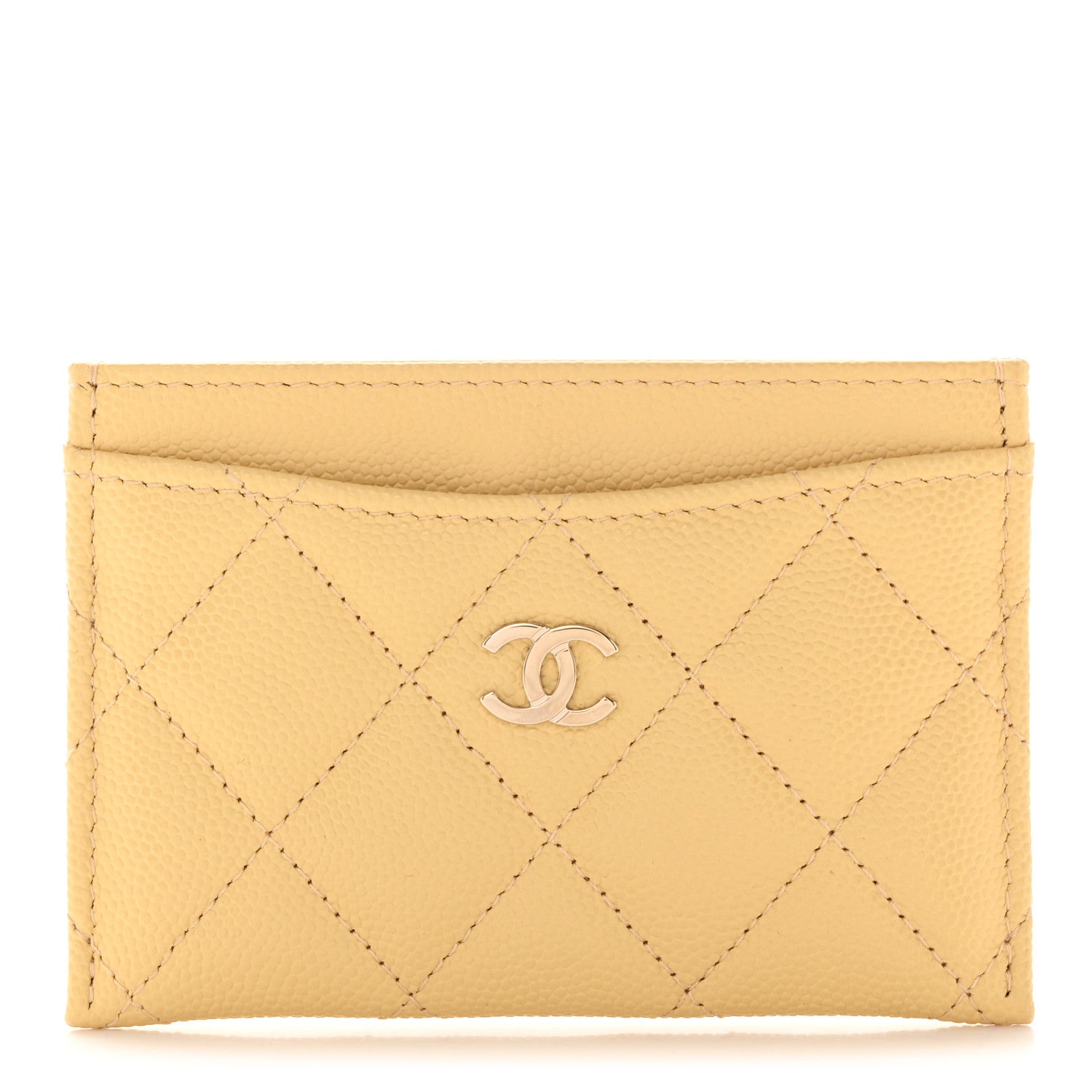 Chanel Caviar Quilted Card Holder Yellow 1 of 9