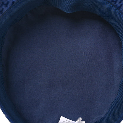 Hermes Velvet H en Biais Logo Embossed Vauban Cap 57 Bleu Fonce 7 of 9