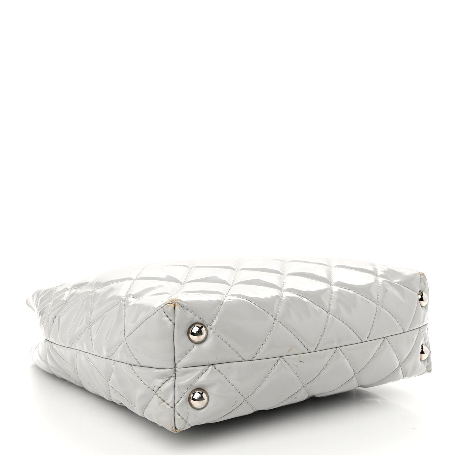 Vinyl Quilted In The Business North South Tote Light Grey