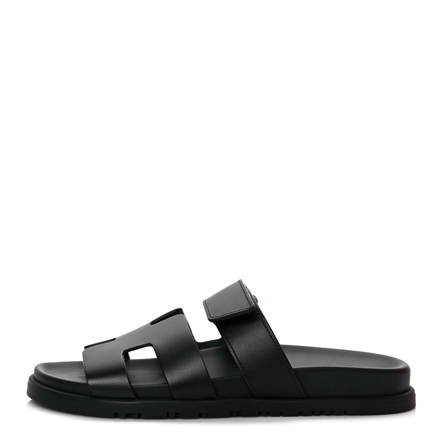 Hermes Calfskin Womens Chypre Sandals 38 Black 1 of 9