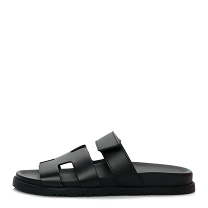 Hermes Calfskin Womens Chypre Sandals 38 Black 1 of 9