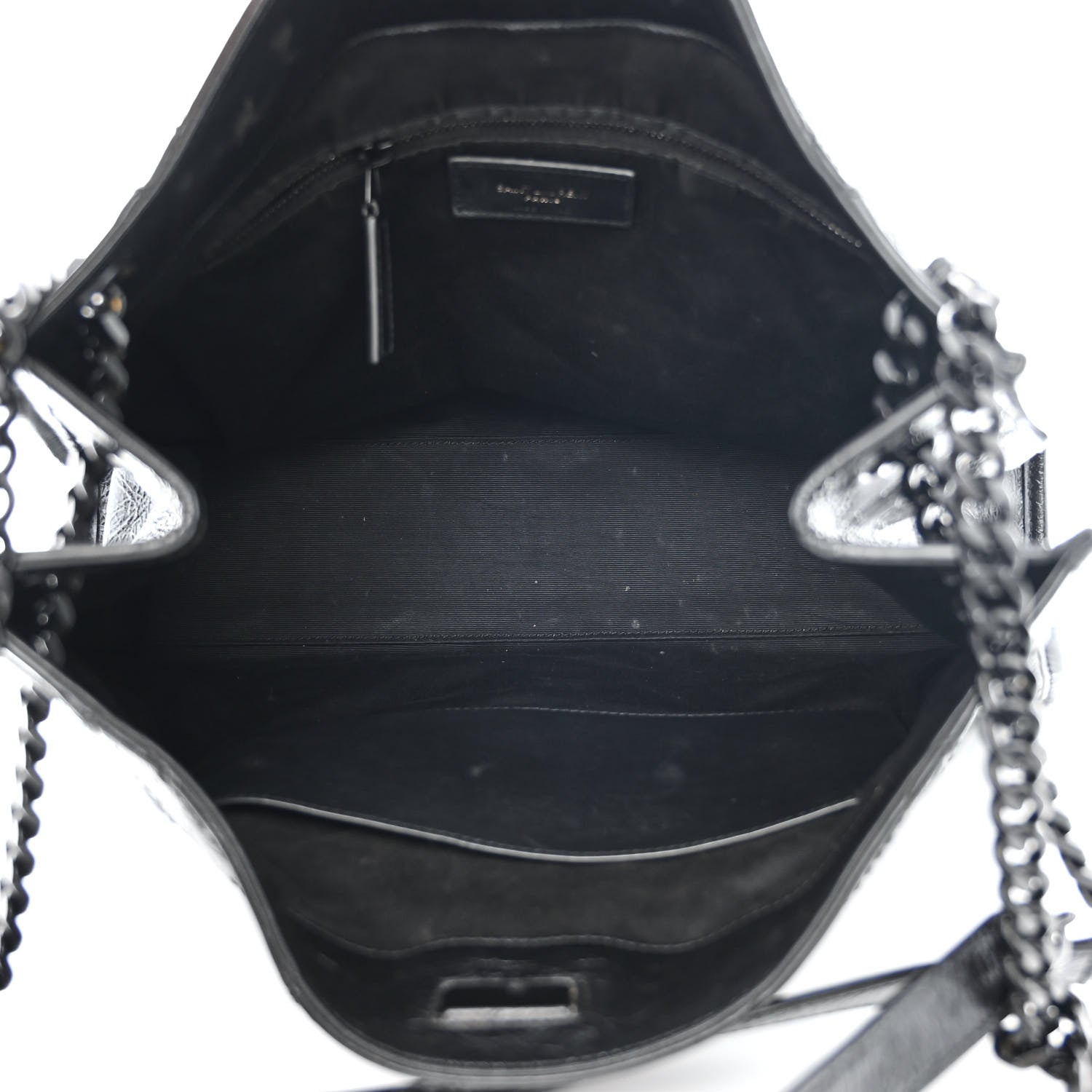 Saint Laurent Crinkled Calfskin Matelasse Monogram Medium Niki Shopper Tote Black 5 of 11