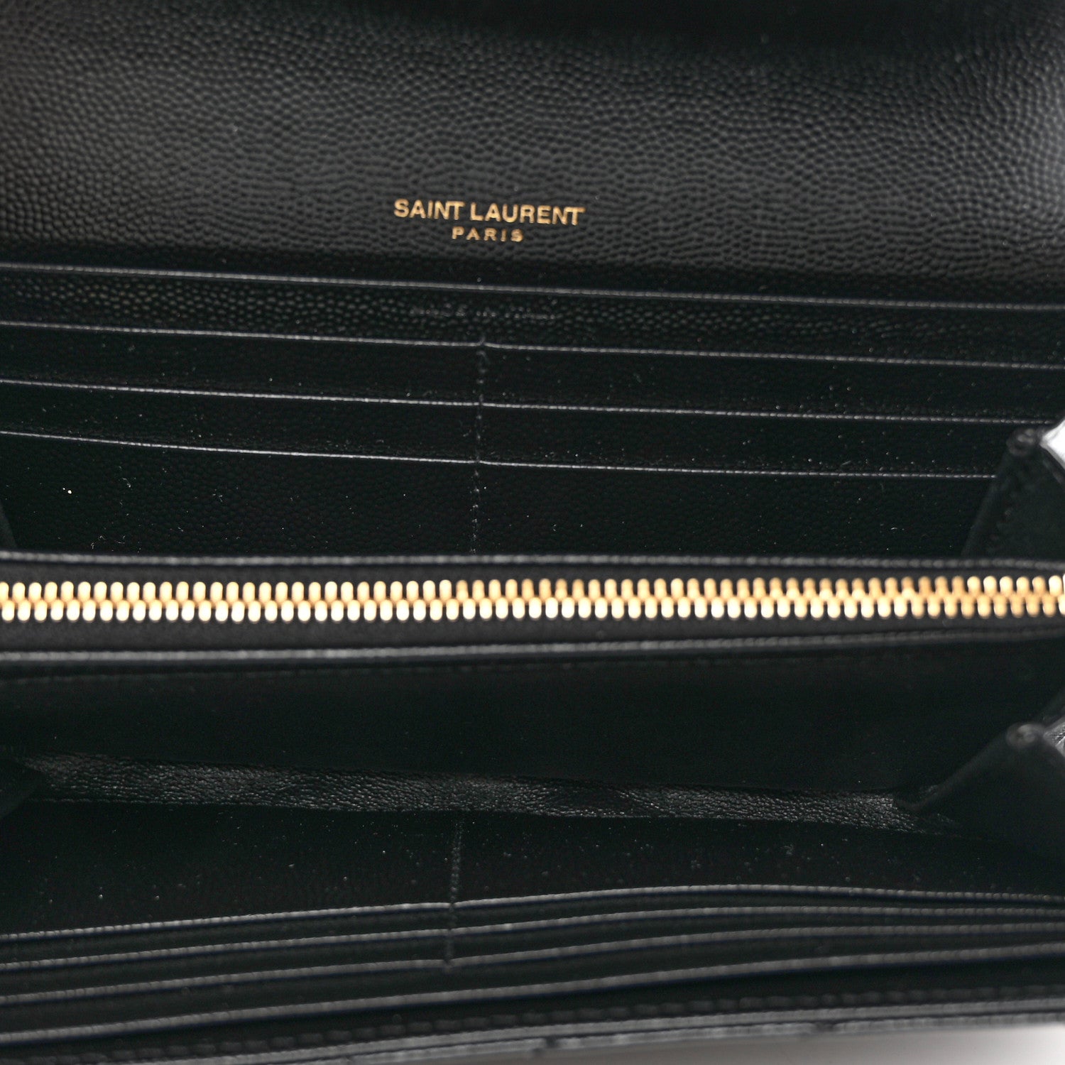 Saint Laurent Grain De Poudre Matelasse Chevron Monogram Flap Wallet Black 5 of 7