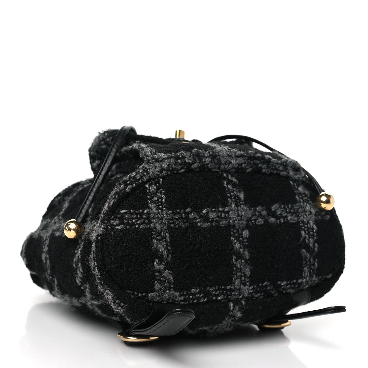 Chanel Wool Tweed Elegant Backpack Black Grey 4 of 11