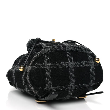 Chanel Wool Tweed Elegant Backpack Black Grey 4 of 11