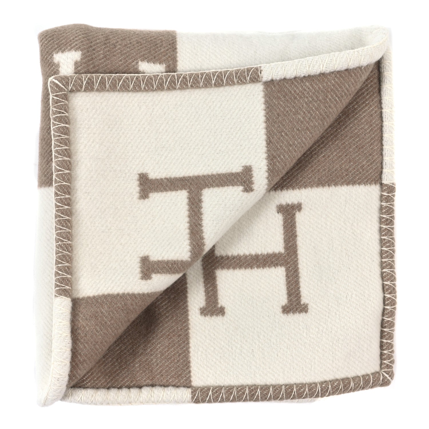 Hermes Wool Cashmere Avalon Baby Blanket Noisette Moyen White 2 of 3