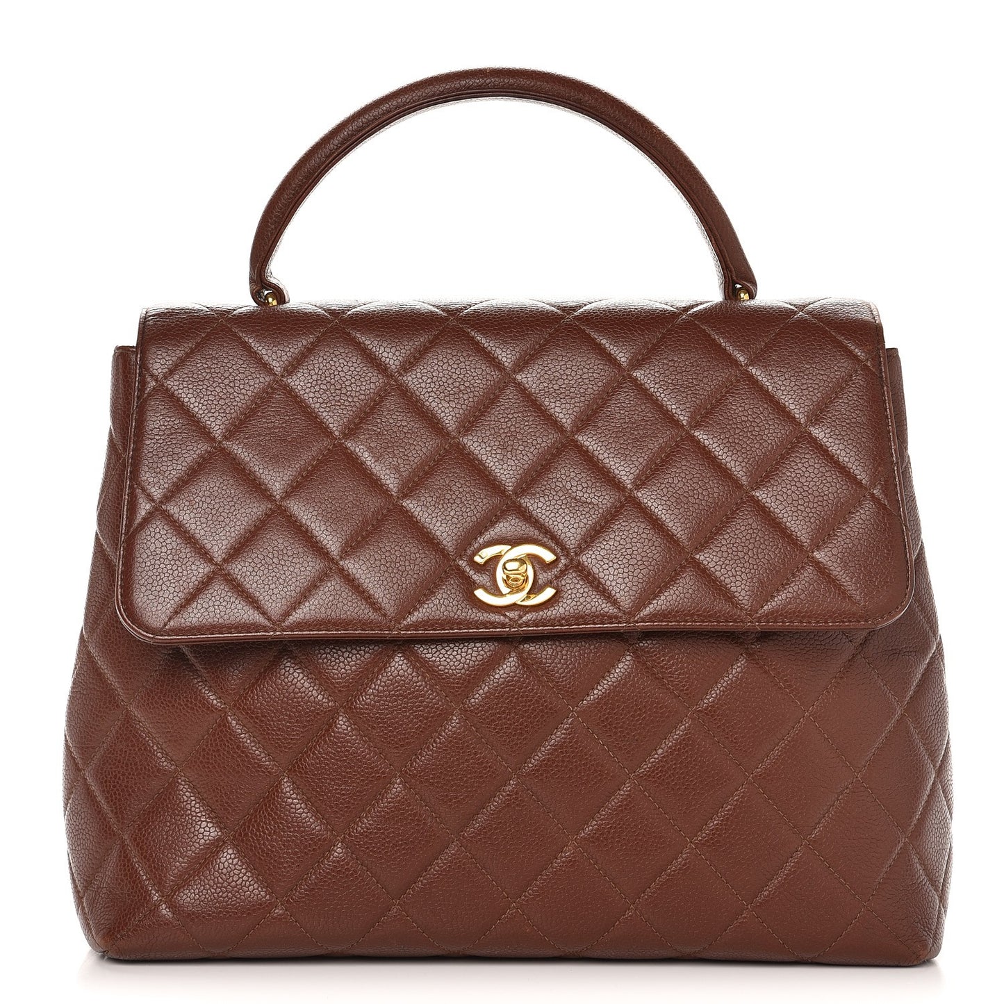 Caviar Quilted Jumbo Kelly Flap Brown