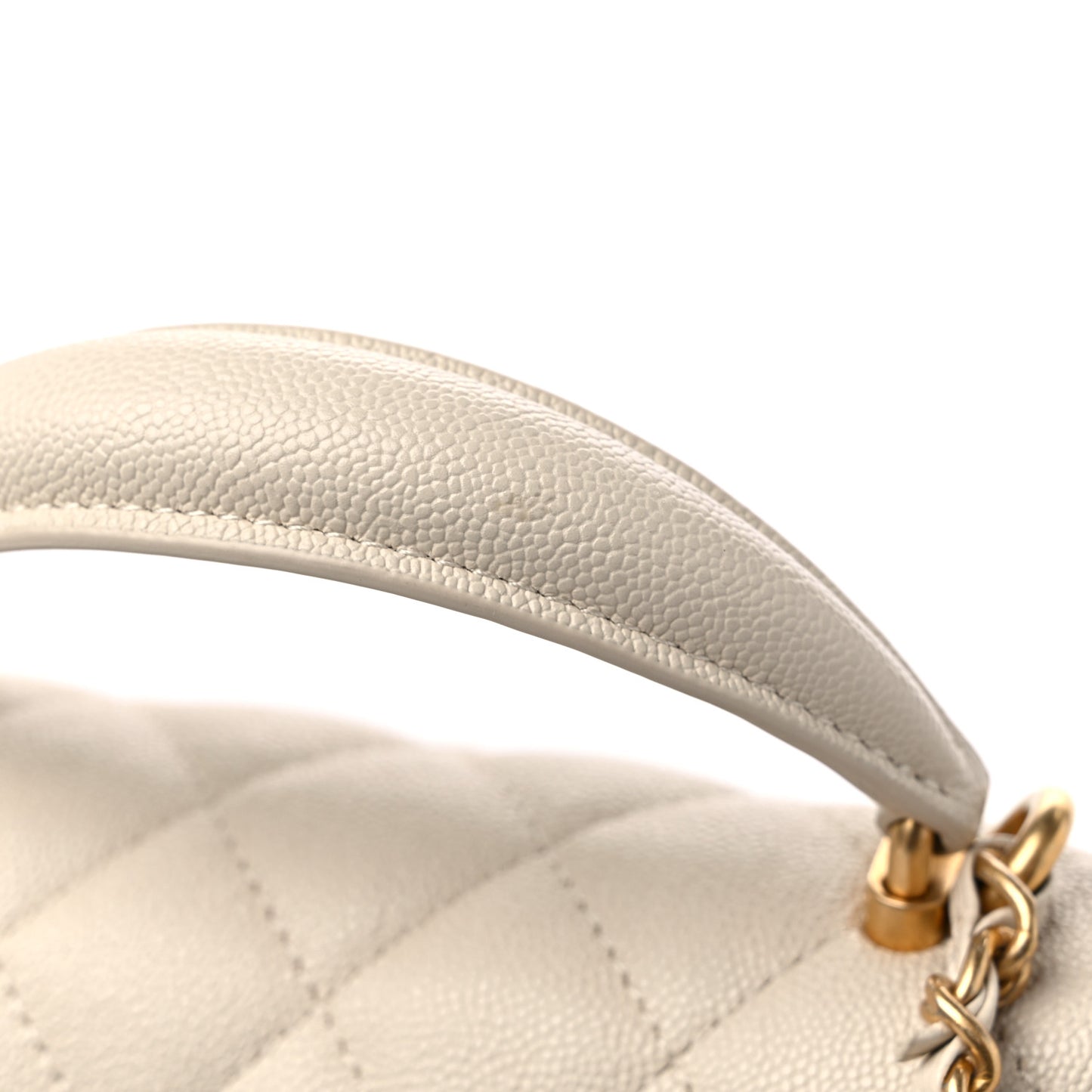 Caviar Quilted Mini Top Handle Rectangular Flap Beige