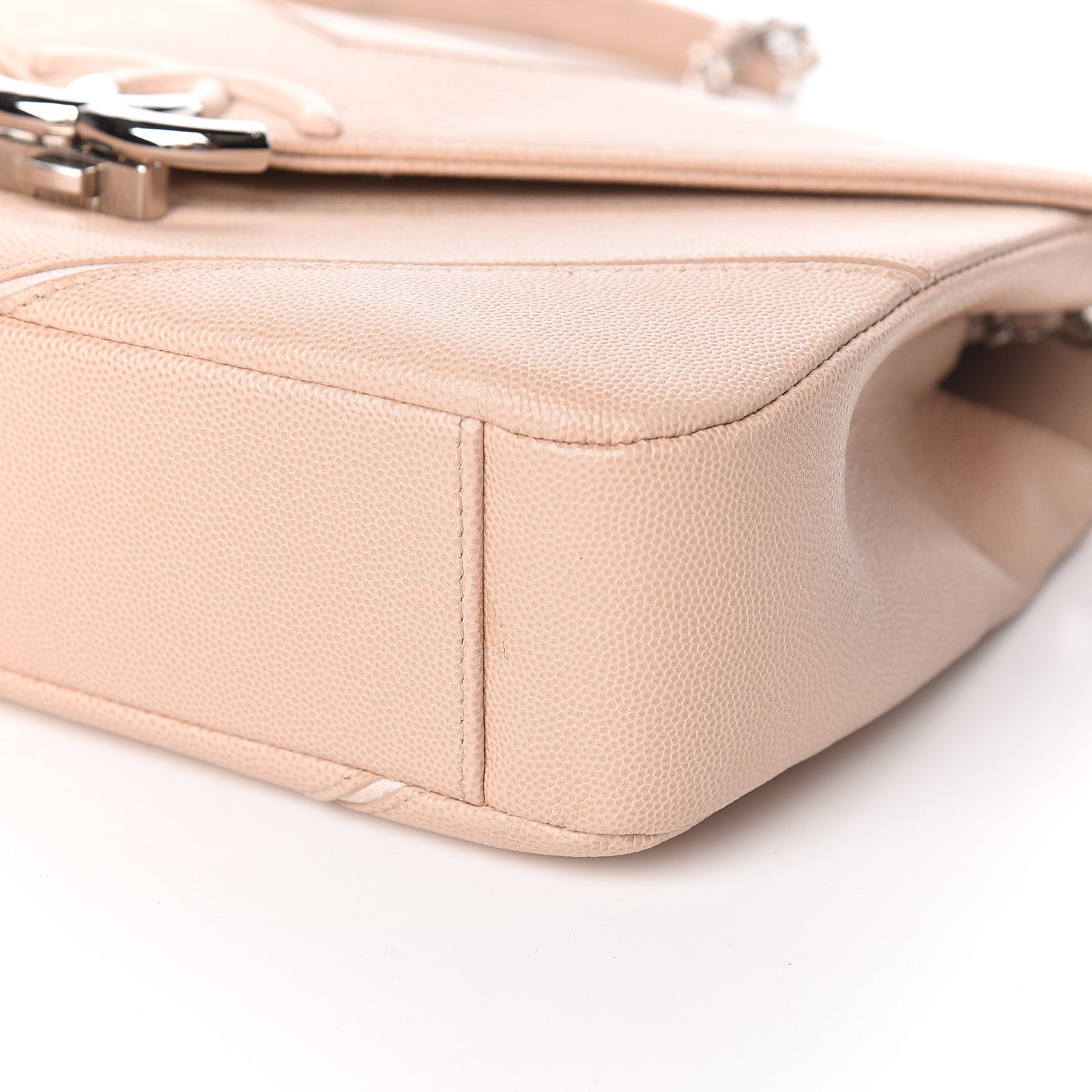 Chanel Caviar Macro Chevron Single Flap Beige 6 of 13