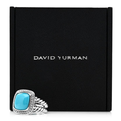 David Yurman Sterling Silver Diamond Turquoise 11mm Albion Ring 52 6 6 of 6