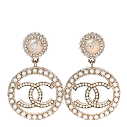 Chanel Pearl CC Drop Earrings Light Gold 1 of 5