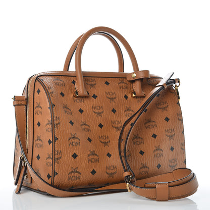 MCM Visetos Medium Boston Bag Cognac 3 of 11