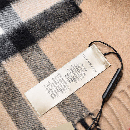 Burberry Cashmere Giant Check Fringe Scarf Camel 5 of 6