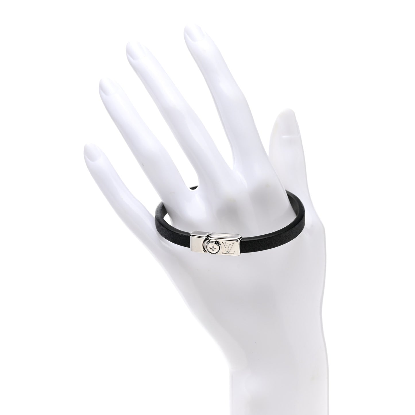 Calfskin Monogram Flower Edge Bracelet 19 Black
