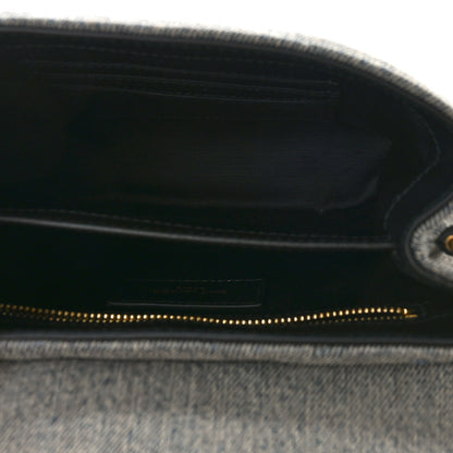 Saint Laurent Denim Y Quilted Monogram Toy Loulou Crossbody Bag Grey 5 of 8