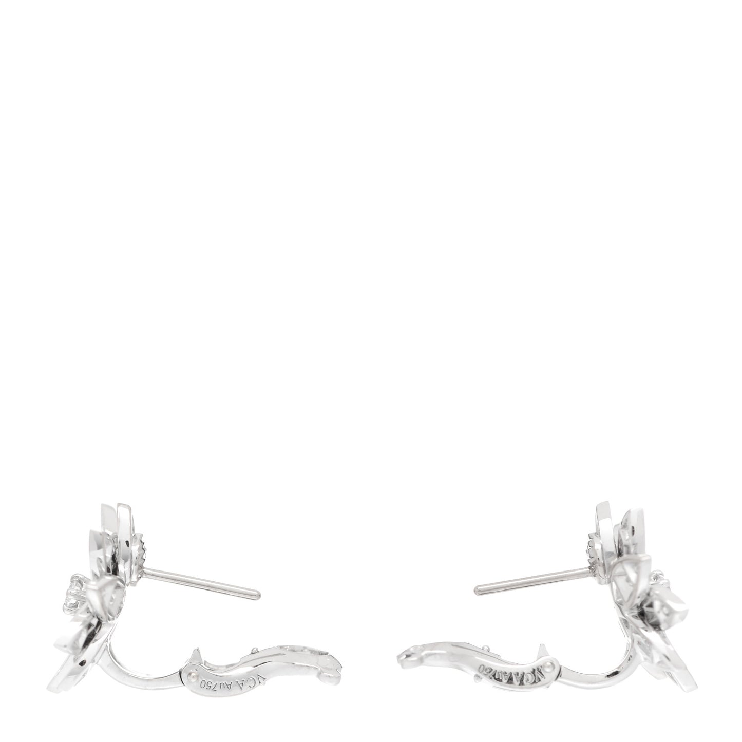 18K White Gold Diamond Small Lotus Earrings