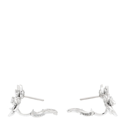 Van Cleef & Arpels 18K White Gold Diamond Small Lotus Earrings 3 of 8