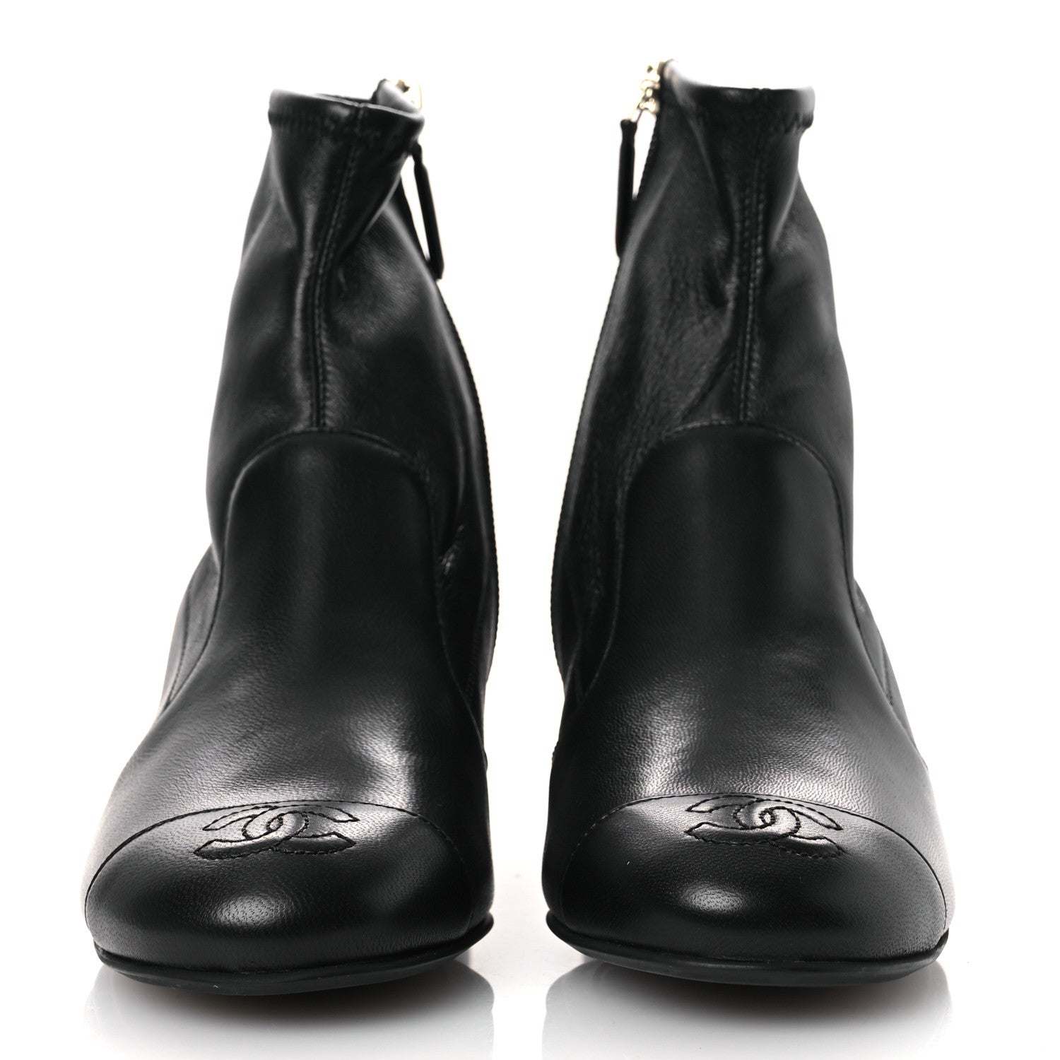 Chanel Stretch Lambskin Cap Toe CC Short Boots 36.5 Black 3 of 11