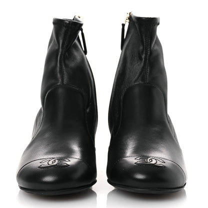 Chanel Stretch Lambskin Cap Toe CC Short Boots 36.5 Black 3 of 11
