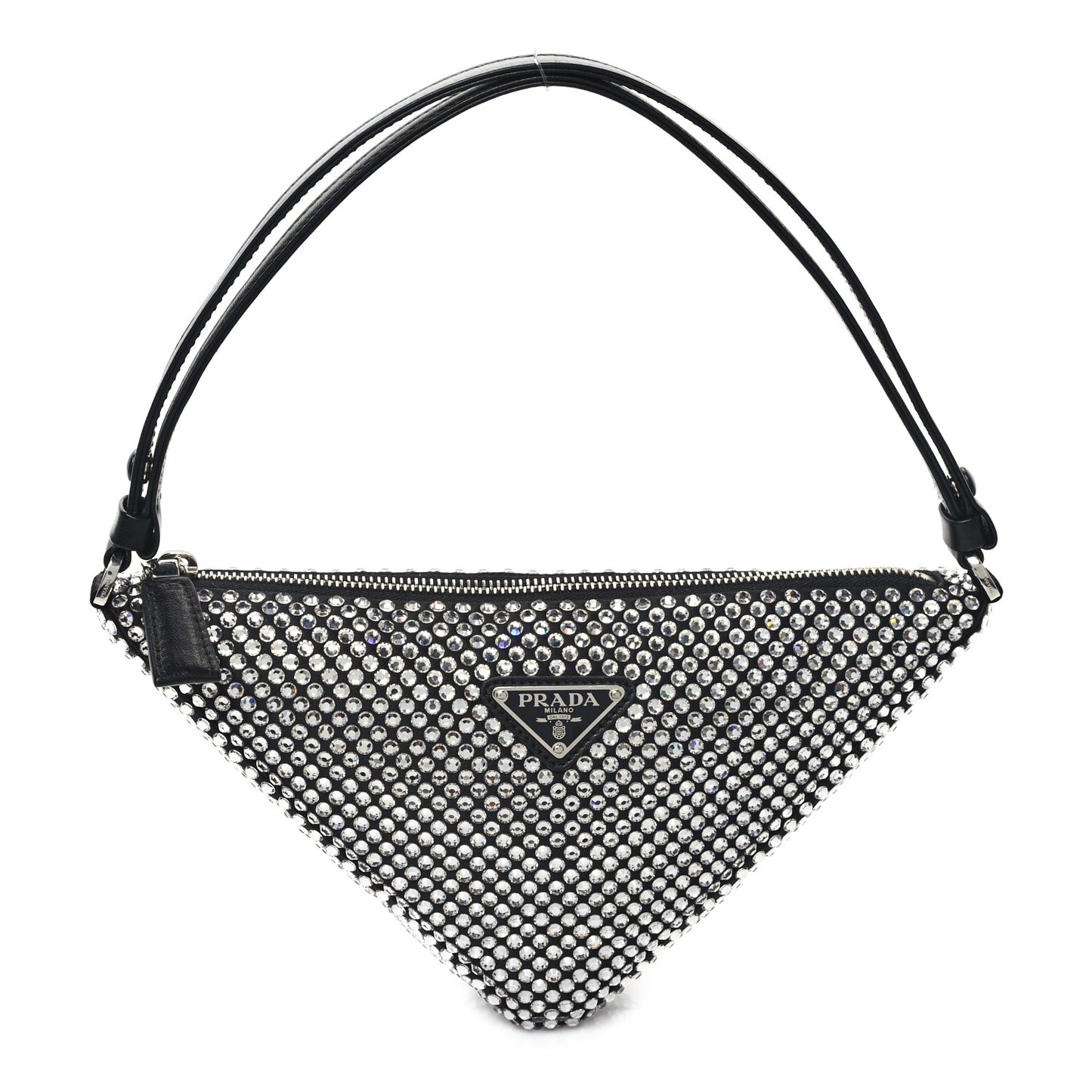 Satin Crystal Triangle Pouch Cristal