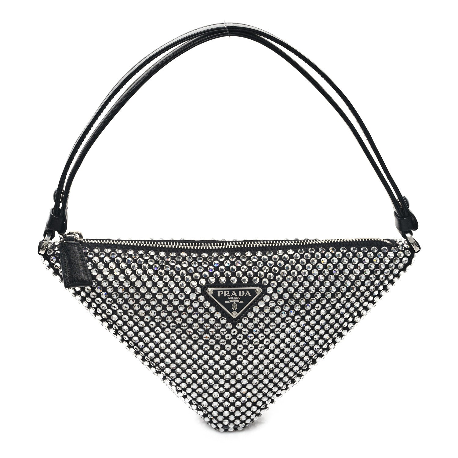 Prada Satin Crystal Triangle Pouch Cristal 1 of 9