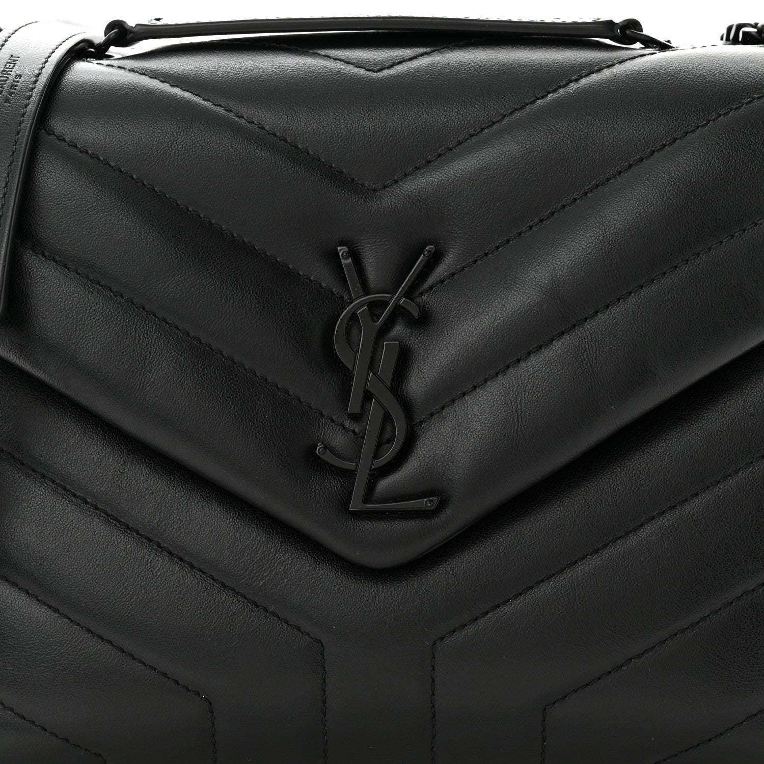 Saint Laurent Calfskin Y Quilted Monogram Monochrome Small Loulou Chain Satchel Black 8 of 11