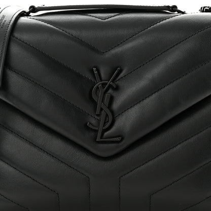 Saint Laurent Calfskin Y Quilted Monogram Monochrome Small Loulou Chain Satchel Black 8 of 11