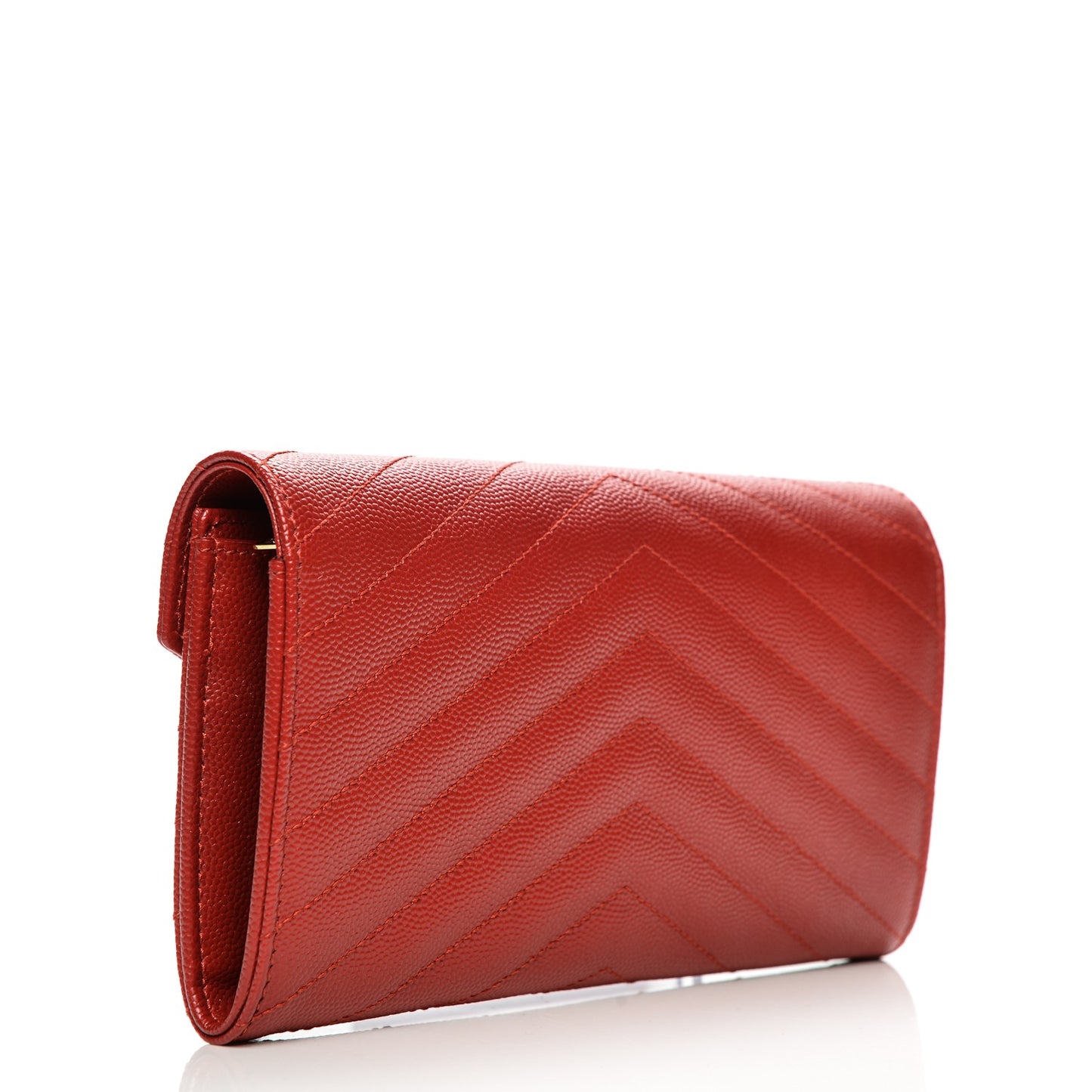 Grain De Poudre Matelasse Chevron Monogram Wallet Red