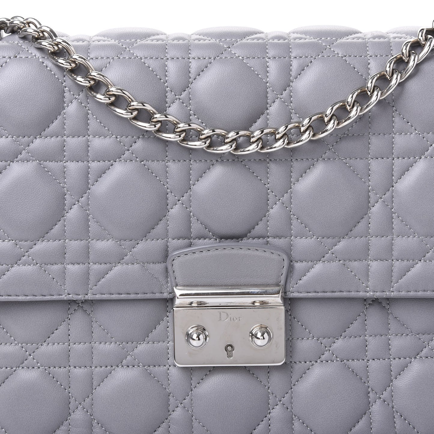 Lambskin Cannage Large Miss Dior Flap Grey
