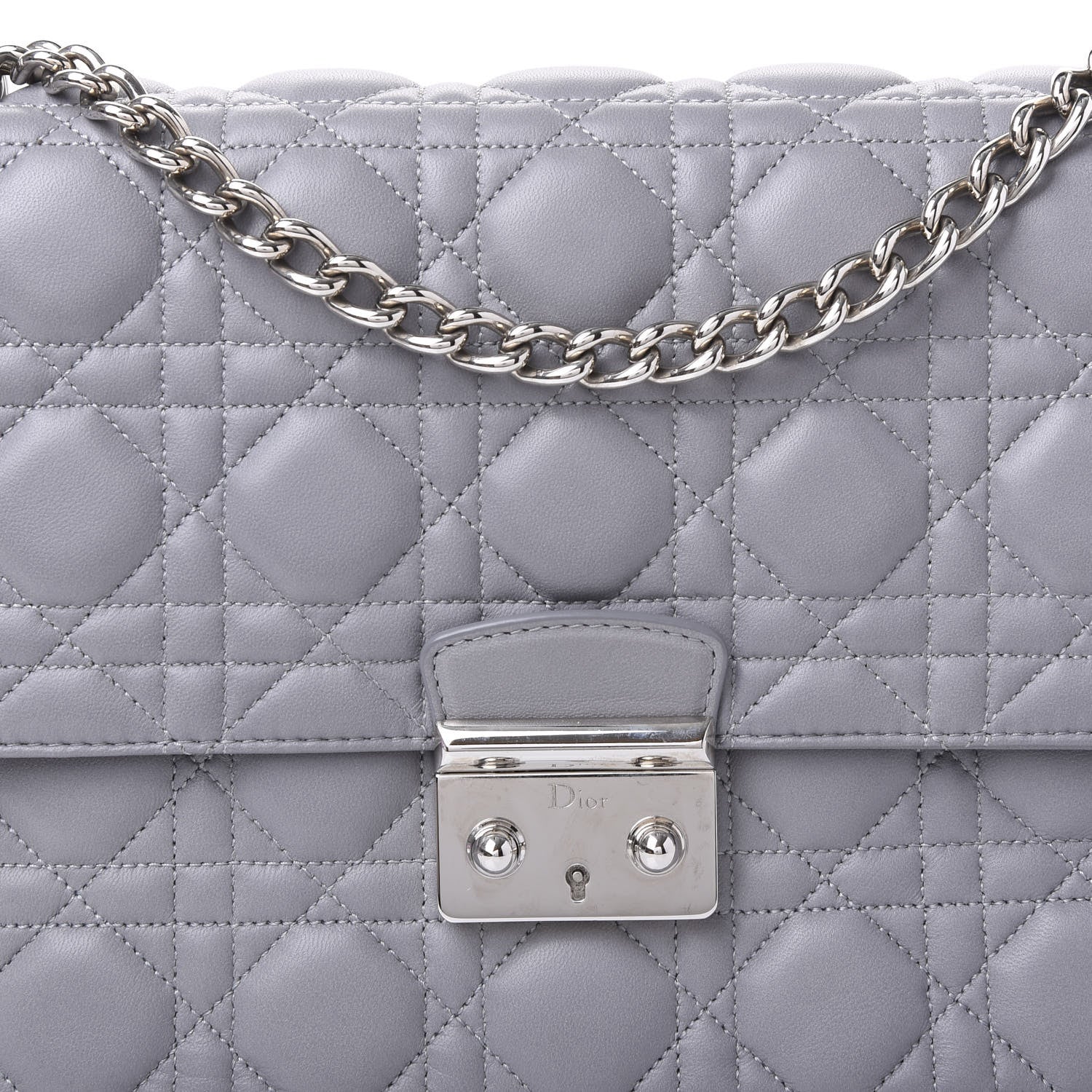 Christian Dior Lambskin Cannage Large Miss Dior Flap Grey 8 of 8