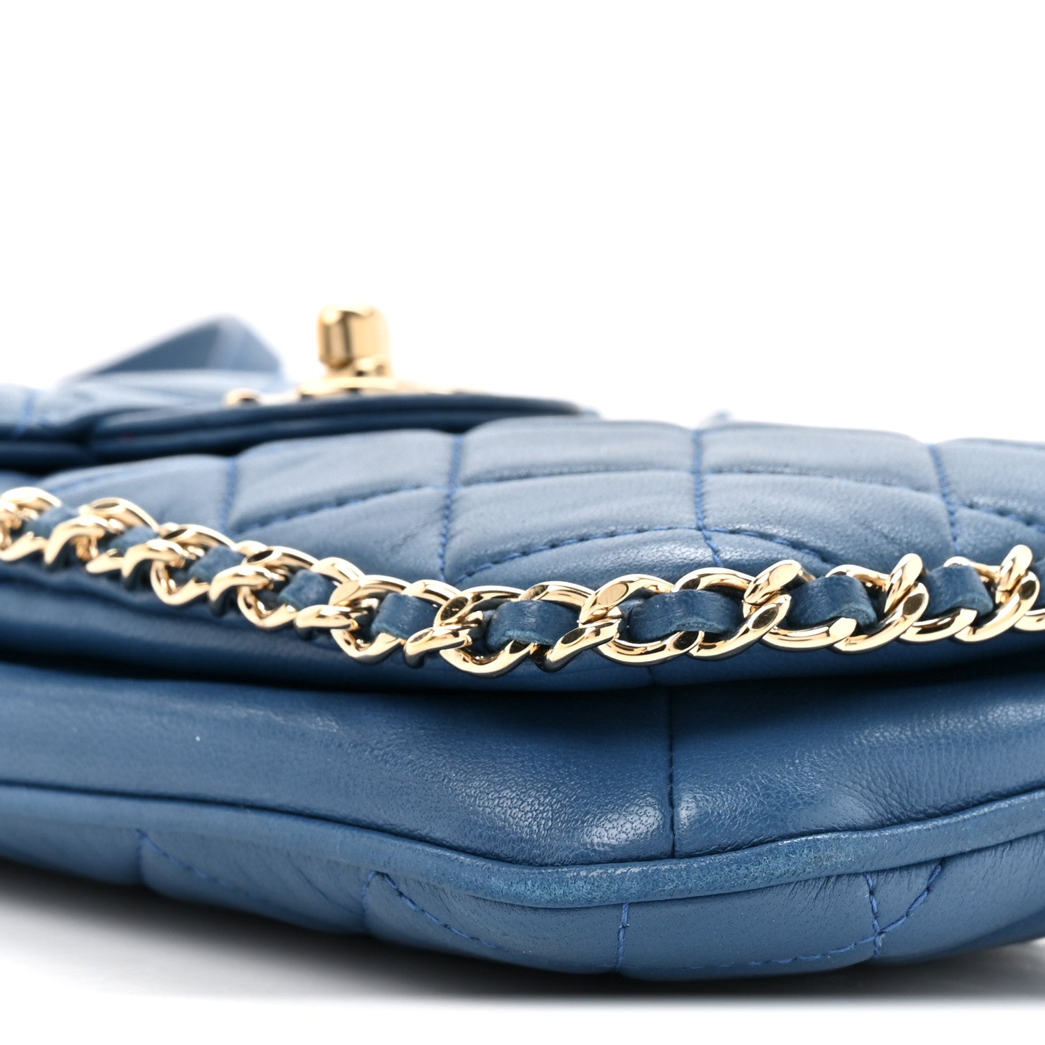 Chanel Lambskin Quilted Chain Phone Holder Blue 11 of 11