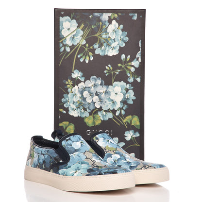 Gucci GG Supreme Monogram Blooms Mens Dublin Slip On Sneakers 7 Beige Blue Navy 9 of 9