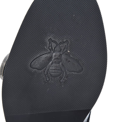 Gucci Calfskin Bee Embroidered Womens Queercore Brogue Wingtip Monk Strap Loafers 37 Black 8 of 9