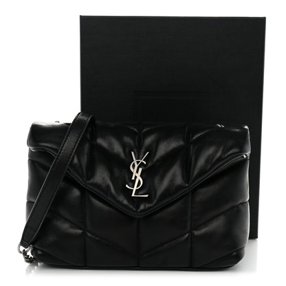 Saint Laurent Lambskin Quilted Toy Loulou Puffer Monogram Chain Satchel Black 11 of 11