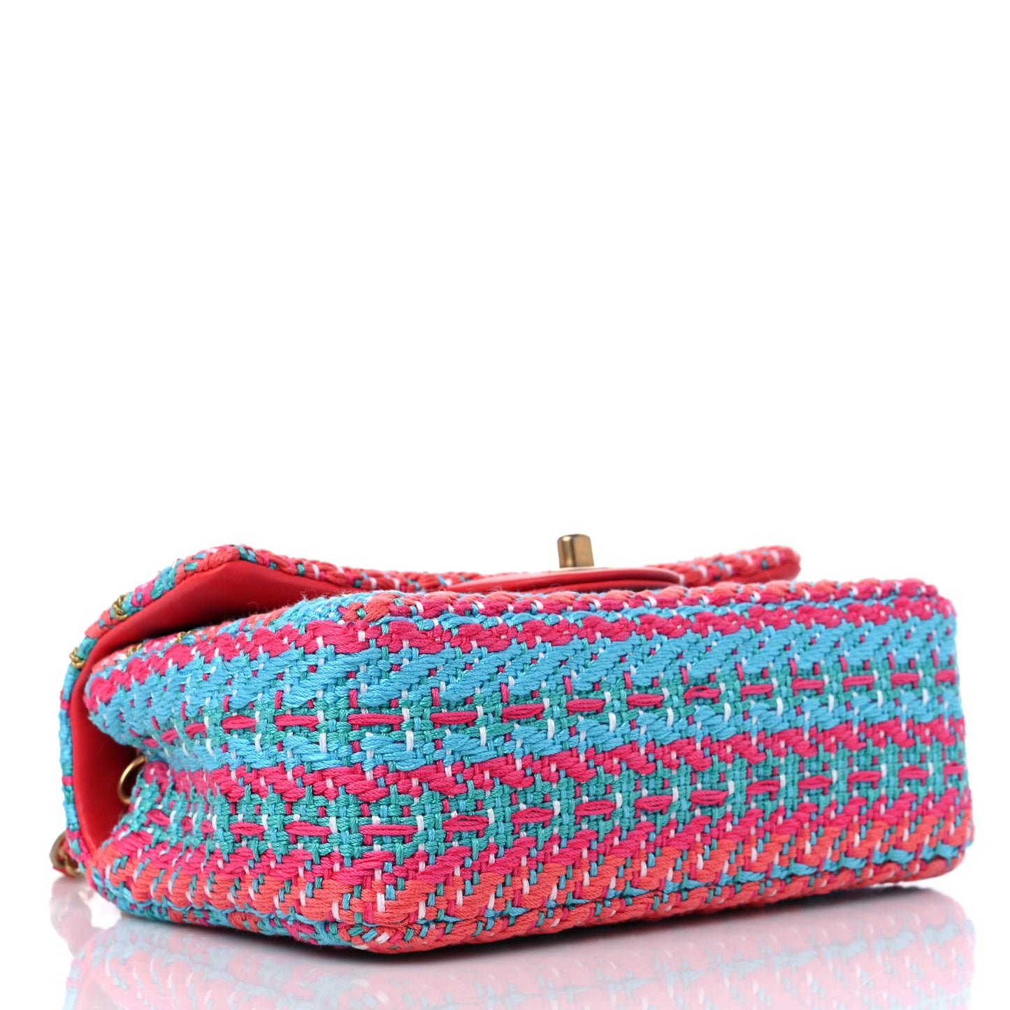 Cotton Mixed Fibers Woven Mini Rectangular Flap Red Fuchsia Blue
