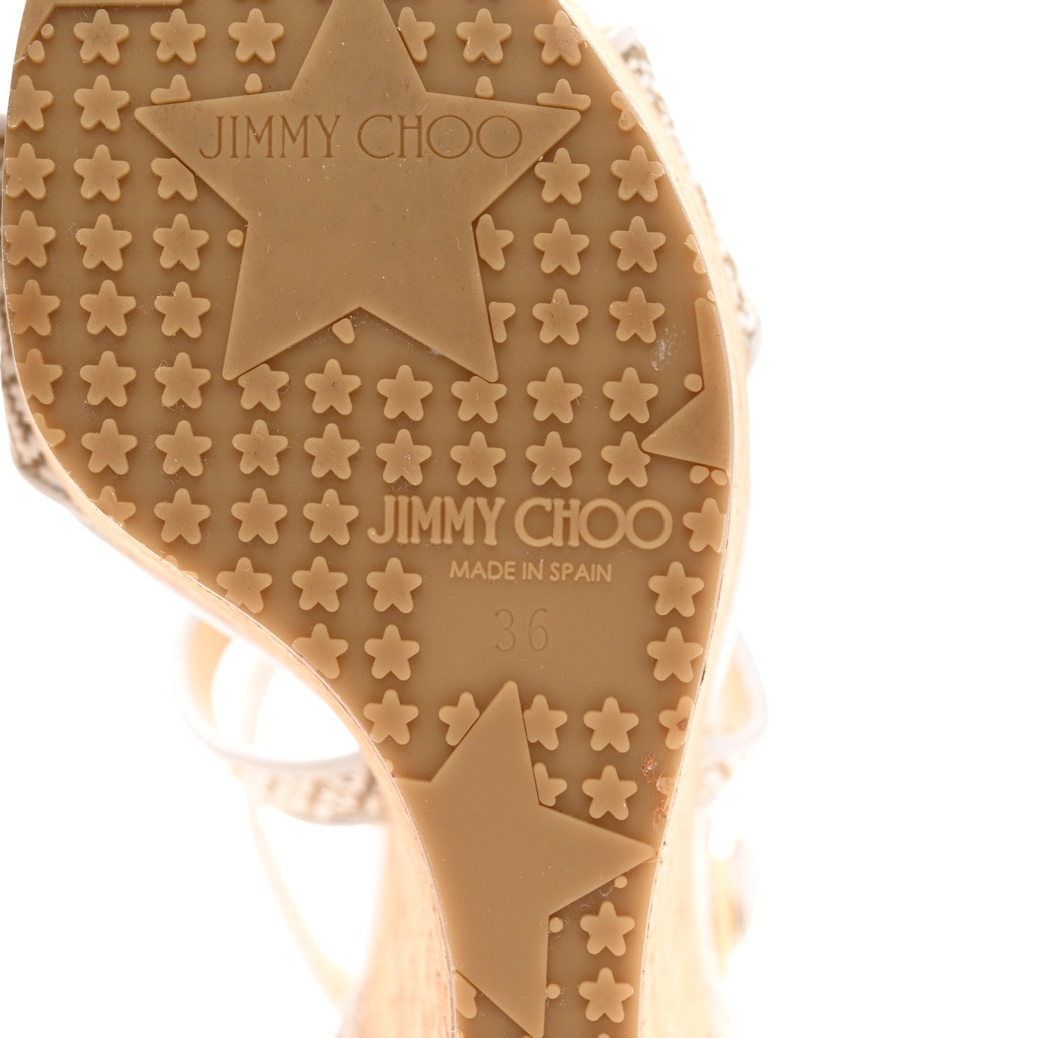 Jimmy Choo Fabric Cork Portia 120 Wedge Sandals 36 White Marble 7 of 8