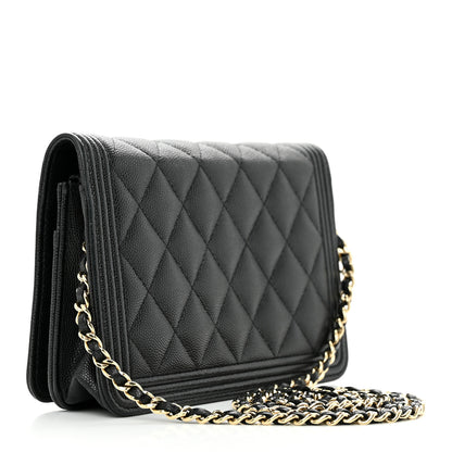 Chanel Caviar Quilted Boy Wallet On Chain WOC Black 3 of 12