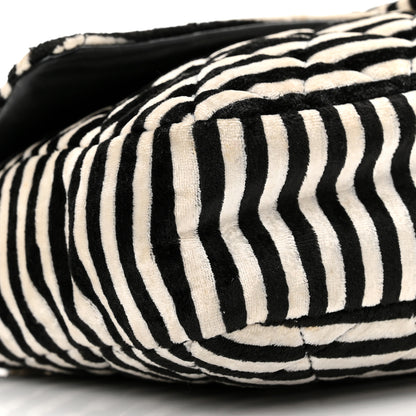 Chanel Velvet Quilted Medium Flap Black White 9 of 10