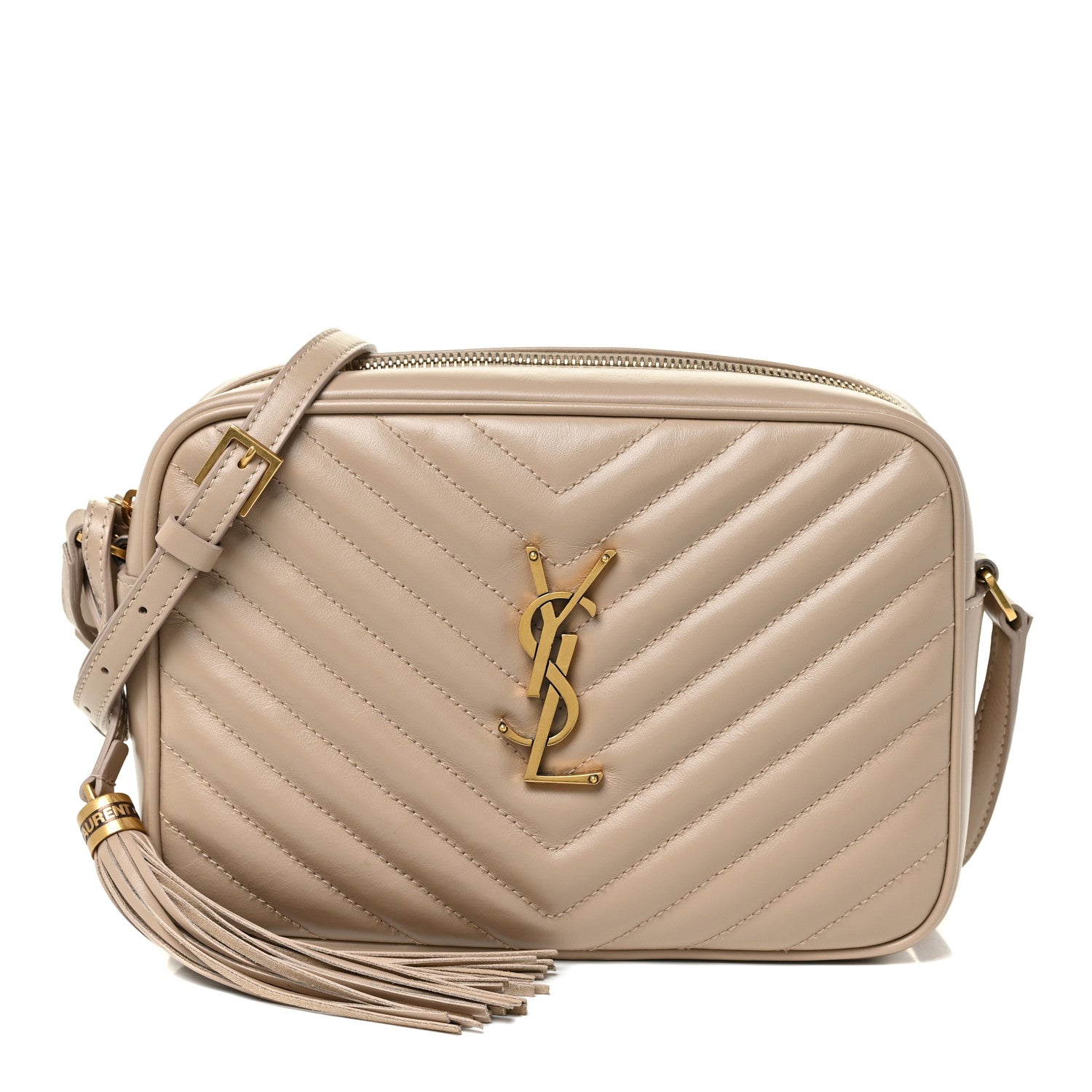 Saint Laurent Calfskin Matelasse Monogram Lou Camera Bag Dark Beige 1 of 12