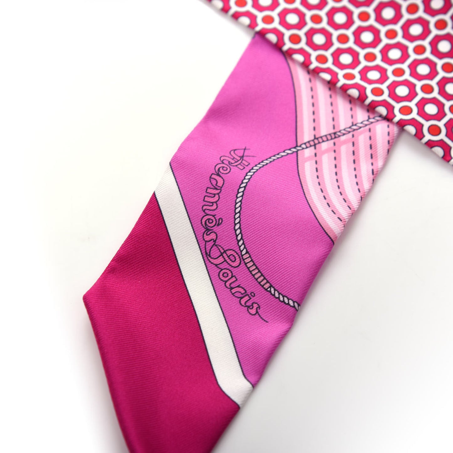 Silk Clic Clac Modern Cannage Twilly Fuchsia Rouge Rose