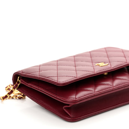 Chanel Lambskin Resin Quilted Coco Hearts Wallet On Chain WOC Burgundy 10 of 12