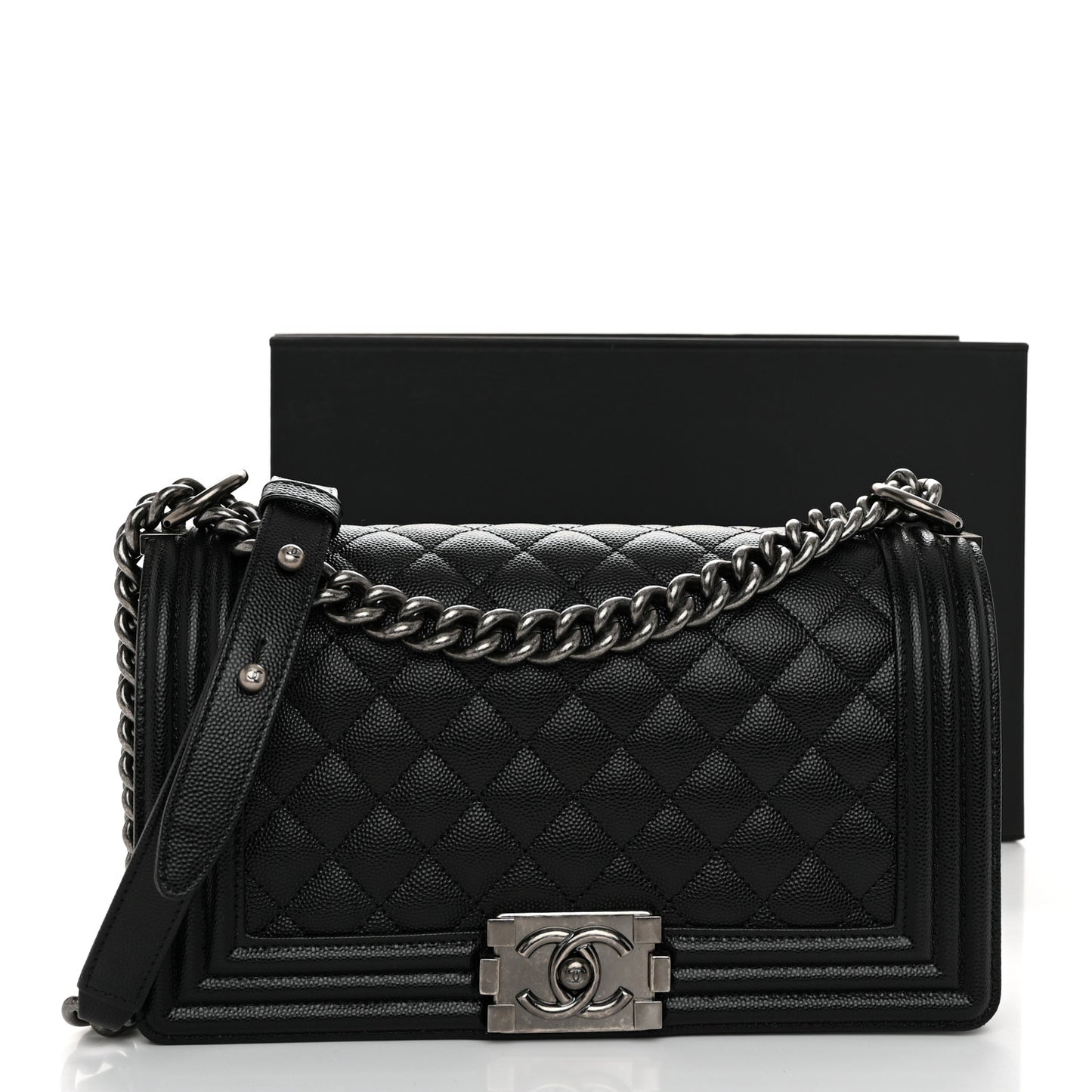 Caviar Quilted Medium Boy Flap Black